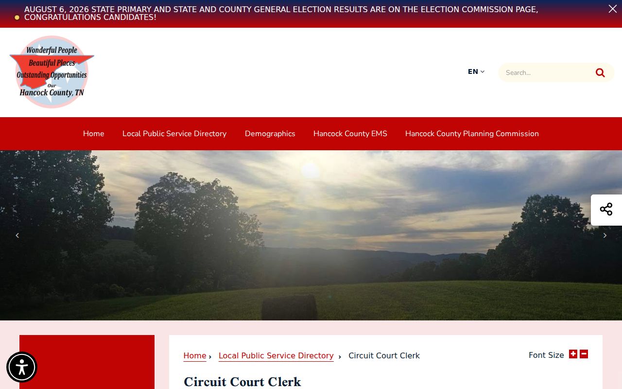 Hancock County Circuit Court Clerk criminal case records page