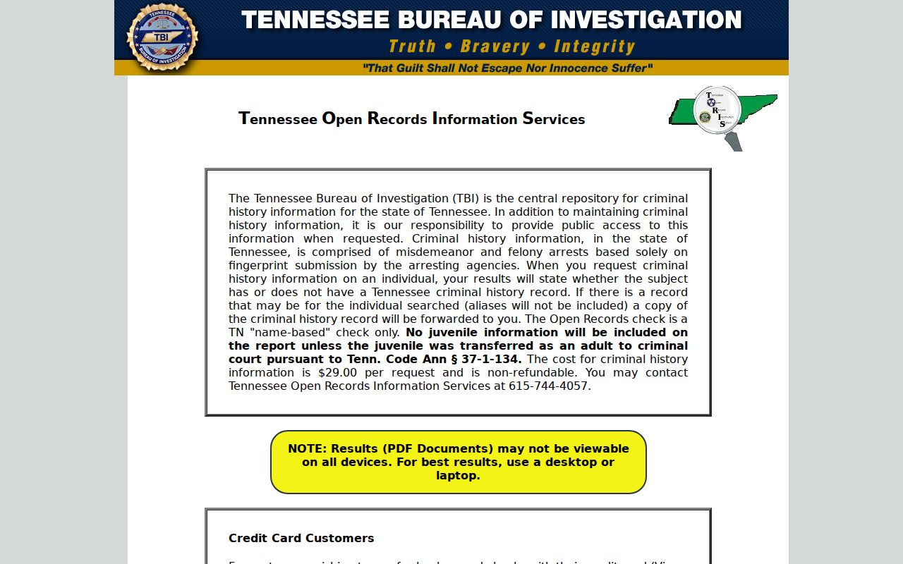 Hancock County criminal history TORIS name check